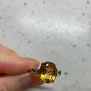 Vintage Sterling Silver Citrine Ring Size 6
